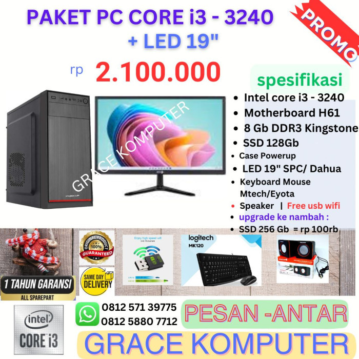 produk Paket PC Core i3 - 3240 + Led 19
