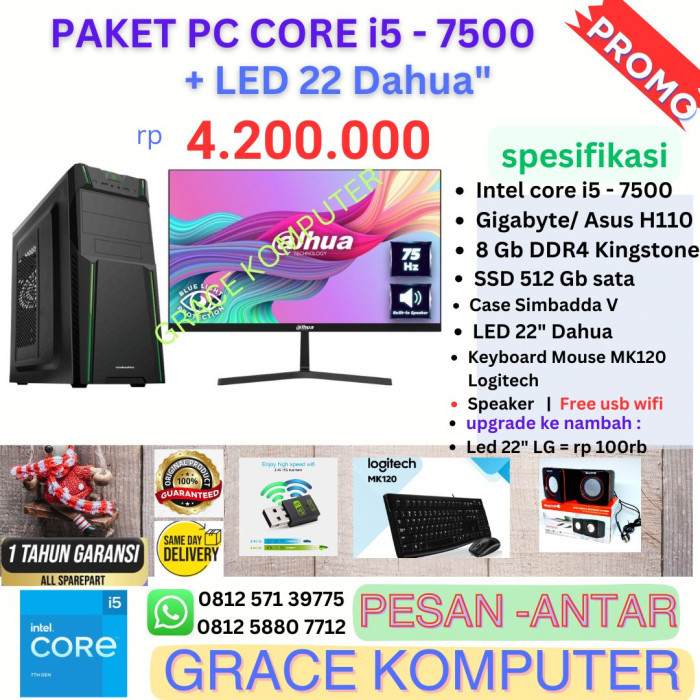 produk Paket PC Core i5 - 7500 + LED 22